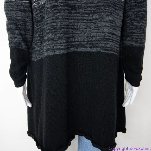 IZ Byer black grey open front‎ long cardigan sweater, L - Picture 6 of 11